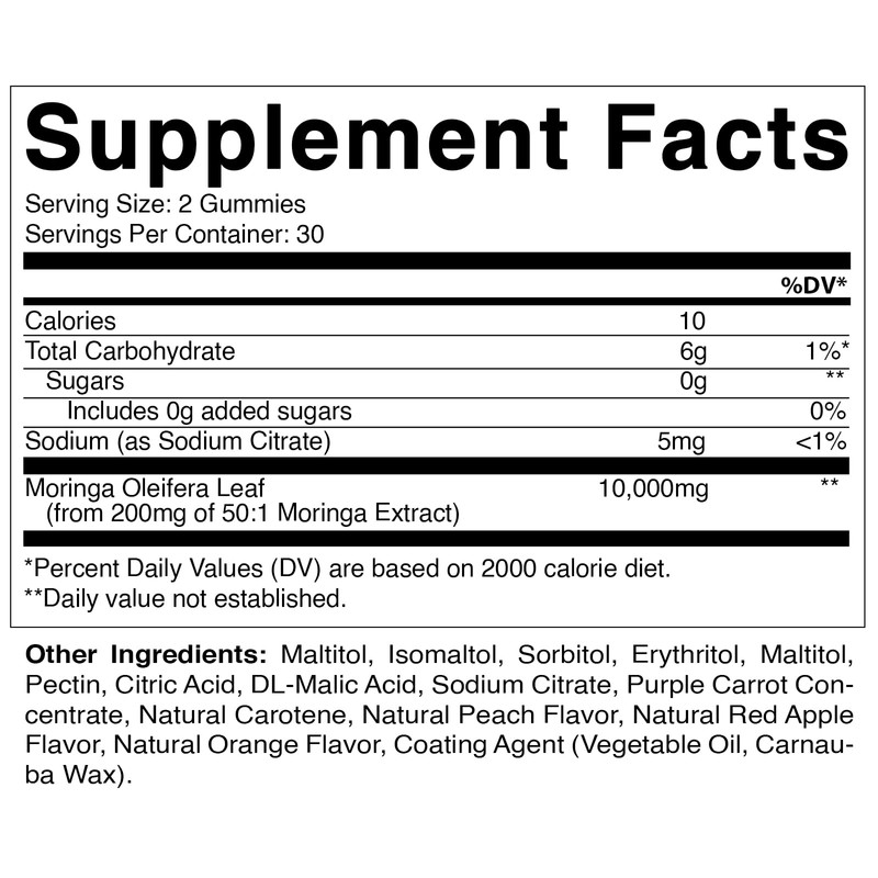 Vitamatic Sugar Free Moringa Gummies - 10000 mg Equivalent per