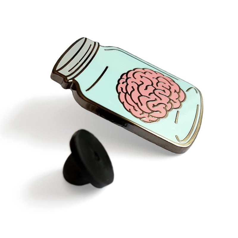 Pinsanity Brain in a Jar Enamel Lapel Pin