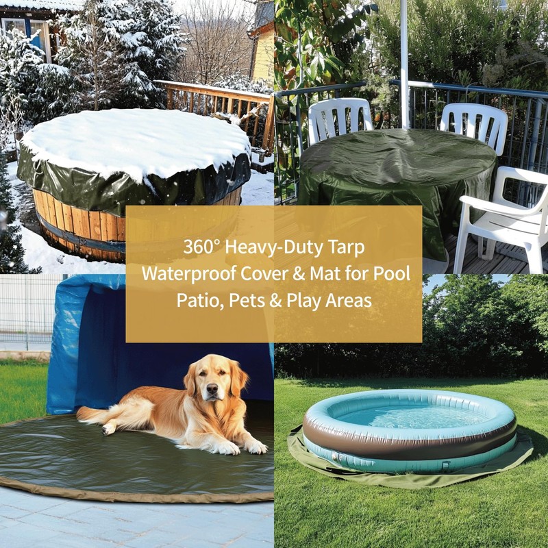 GUARD SHIELD Round Tarp 8 Feet Waterproof Heavy Duty Circle