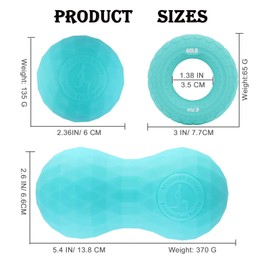 SIOYTOER Physical Massage Ball Set Silicone Peanut Muscle Roller Lacrosse Ball Hand Grip Ring Massage Tool for Myofascial Release & Trigger Points Therapy Deep Tissue Muscles Knots in Yoga(Green)