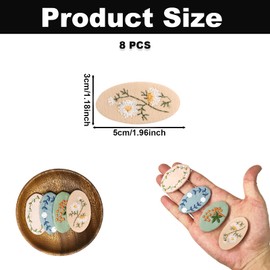 4 Pairs Vintage Floral Embroidered Fabric Hair Clips, 4 Styles Floral Oval Hair Barrettes, Cute Pastoral Style Embroidery Snap Clips for Women & Girls Daily Party Hair Accessories Gifts