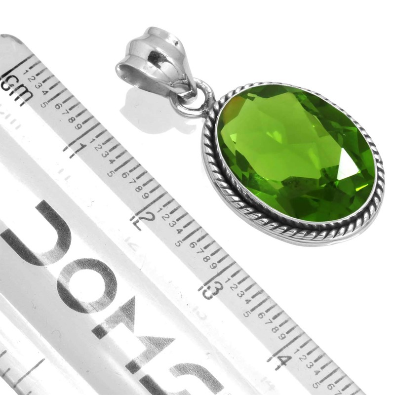 Jeweloporium 925 Silver Pendant for Women Green Peridot Quartz Gemstone