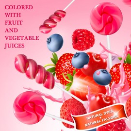 32 Pack Strawberry Pink Twisty & Swirl Lollipops Candy Bulk (16 + 16 Mixed), No artificial dyes or flavors, Baby Shower Candy Swirl Lollipops Individually Wrapped Suckers, Valentine’s Day Party Favors