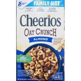 General Mills CHEERIOS FAMILY SIZE OAT CRUNCH ALMOND Heart Health Whole Grain Oats Cereal 24oz