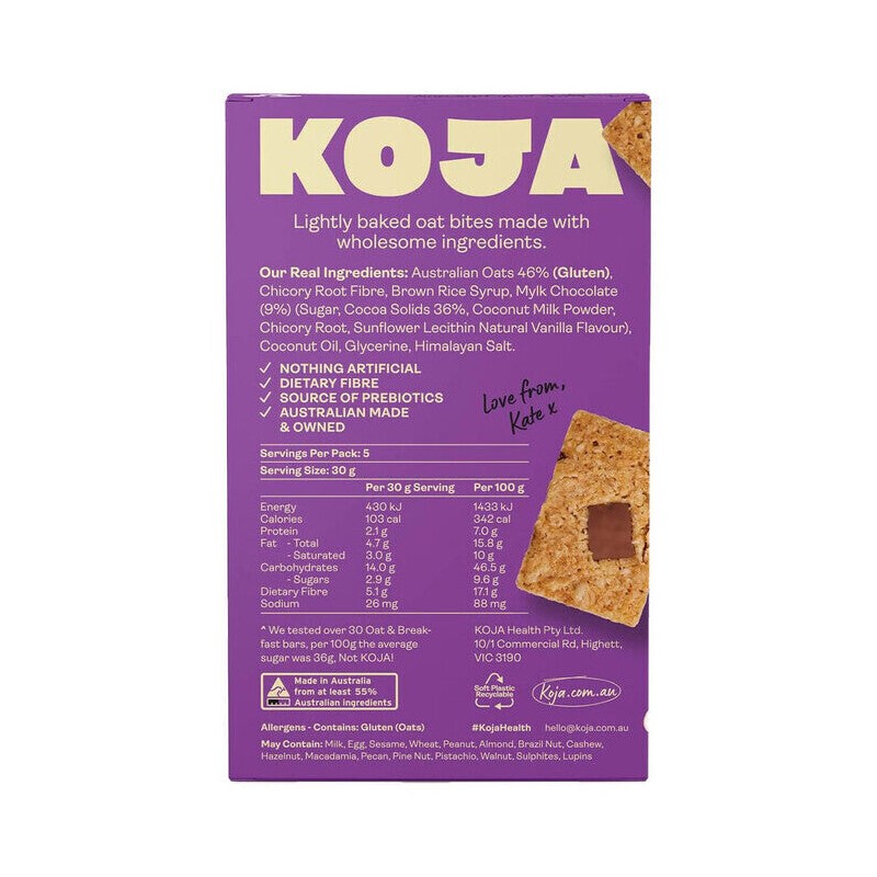 KOJA Oat Bites Multipack - Choc Chip, 5 x 30g