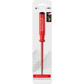 PB Swiss Tools Slotted VDE Screwdriver PB 5100.2-100 | 100% Swiss Made | Single Electric Screwdriver Insulated up to 1000 V AC / 1500 V DC