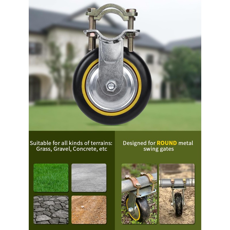 Gate Wheels for Metal Tube Gate - 6" Farm Gate