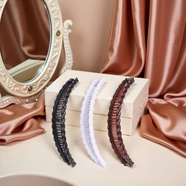 3 Pcs Mixed Colors Banana Hair Clips Set,Claws Hair Grips Hair Accessories,Vintage-Style Hair Grips for Women and Girls,Gentle Hold Hair Accessories for Thick Hair, Updos,Ponytails,Clips and Barrettes