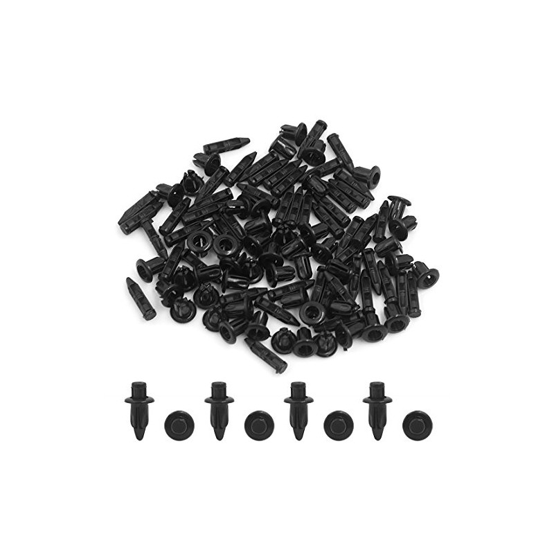 uxcell 50 Pcs Black 6mm Hole Plastic Rivets Fastener Push