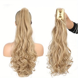 Mukeyo Ponytail Extension Clip in Hair Extensions for Women Long Wavy Curly Body Wave Ponytail Hair Extensions Synthetic Hair with Claw Clip