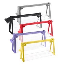 Jeqqinuz 5PCS Clear Pencil Pouch with Zipper, Transparent Pencil Pouch, Clear Makeup Bags Cosmetic Bag Pen Case for Office Travel, Multi function Stationery Toiletries Organizer for Adults Teen