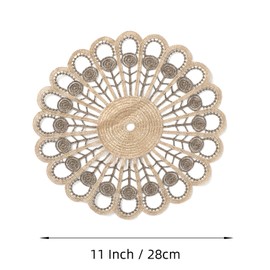 TEYOON 2 Pieces 10 Inch Doilies Crochet Handmade Coasters Round Placemat Rustic Table Doilies Decors for Kitchen Dining Room Party Dressers Dream Catcher Decoration, Golden Black Chamomile