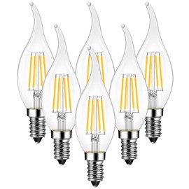 ANWIO Flame Tip LED Filament Bulb Candelabra E12 Base, Dimmable 4.5W (60W Equivalent) B11 Chandelier Candle Light Bulb, 2700K Warm White 6-Pack