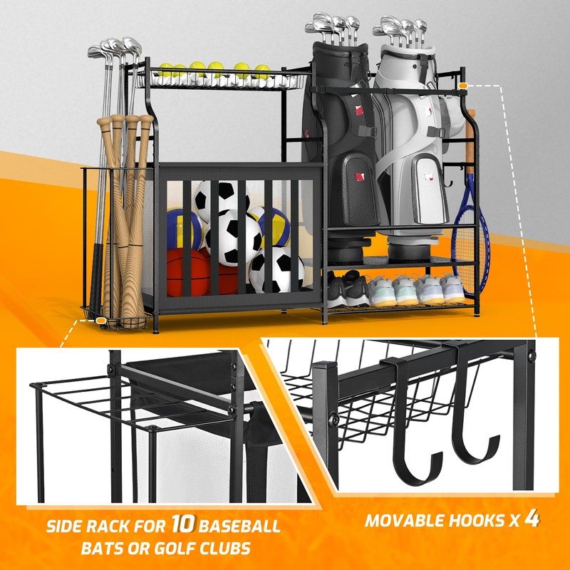 PLKOW Sports Equipment Organizer Garage Storage, Garage Ball Rack, 2