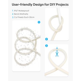 Samsion COB LED Rope Lights Outdoor Waterproof 82ft Warm White 3000K Led Strip Lights Waterproof AC 110V/120V Super Brightness Flex Cob Light for Patio Garden Building Commerical Dimmable with Remote