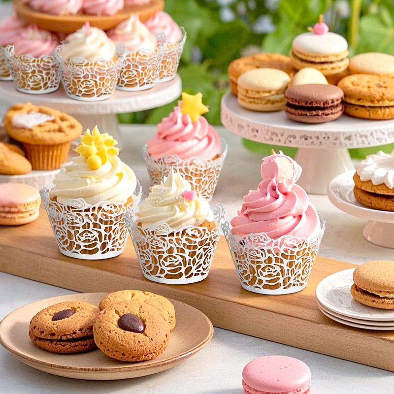 Bäcker & Lecker Cupcake Wrappers Cases 50 Pieces Lace Paper