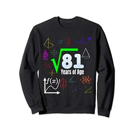 Square Root of 81 Kids Vintage 9th Birthday for 9 Year Old Sweatshirt