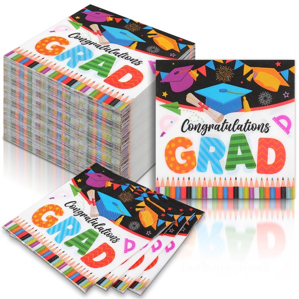Feifeiya 60 Pcs Graduation Party Cocktail Paper Napkins 6.5 x