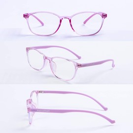 AetrvoHope Kids Blue Light Glasses Clear Purple,TR90 Ultra-Light Computer Glasses for Teens Girls Age 7-14,Unbreakable Frame for Child with Case,Anti Eyestrain & UV400