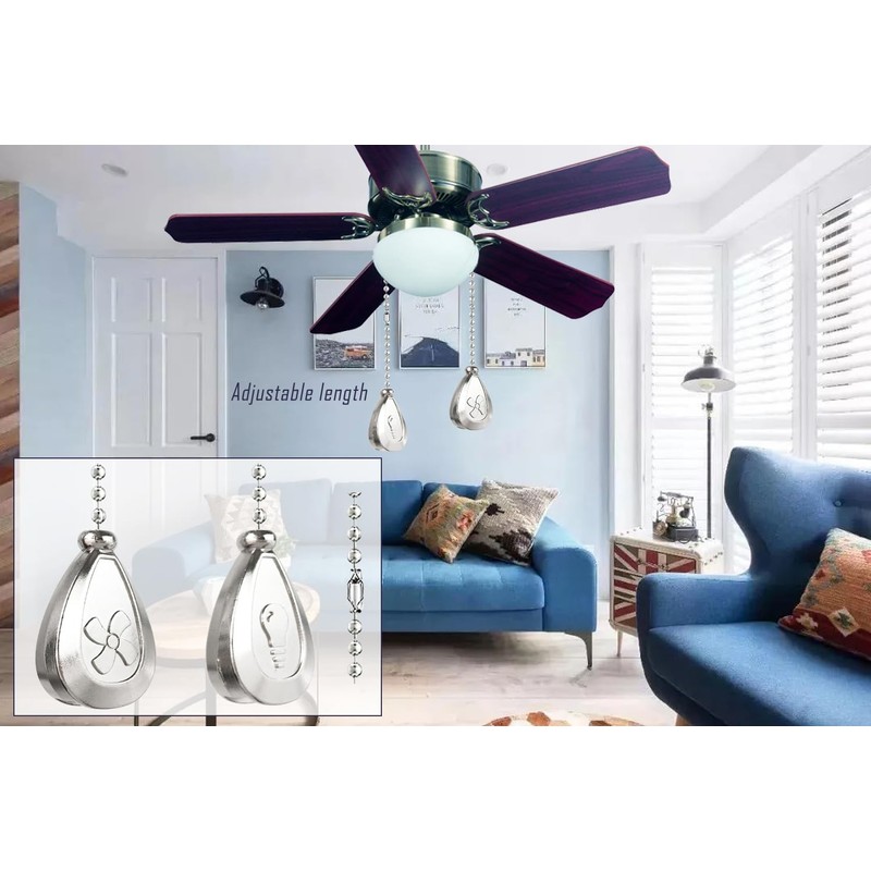 OMYZERO 2Pcs Ceiling Fan Pull Chain Set, 12Inches Decorative Fan