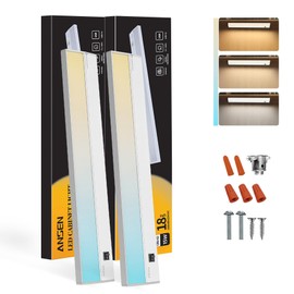 Ansen 2Packs of Under Cabinet Lighting Hardwired, 18in 15W 998LM Dimmable Led Light for Kitchen/Closet, CRI 92+, R9 90+, 3 Color Temperature, 3000K/4000K/5000K(Warm White, Cool White, Daylight)