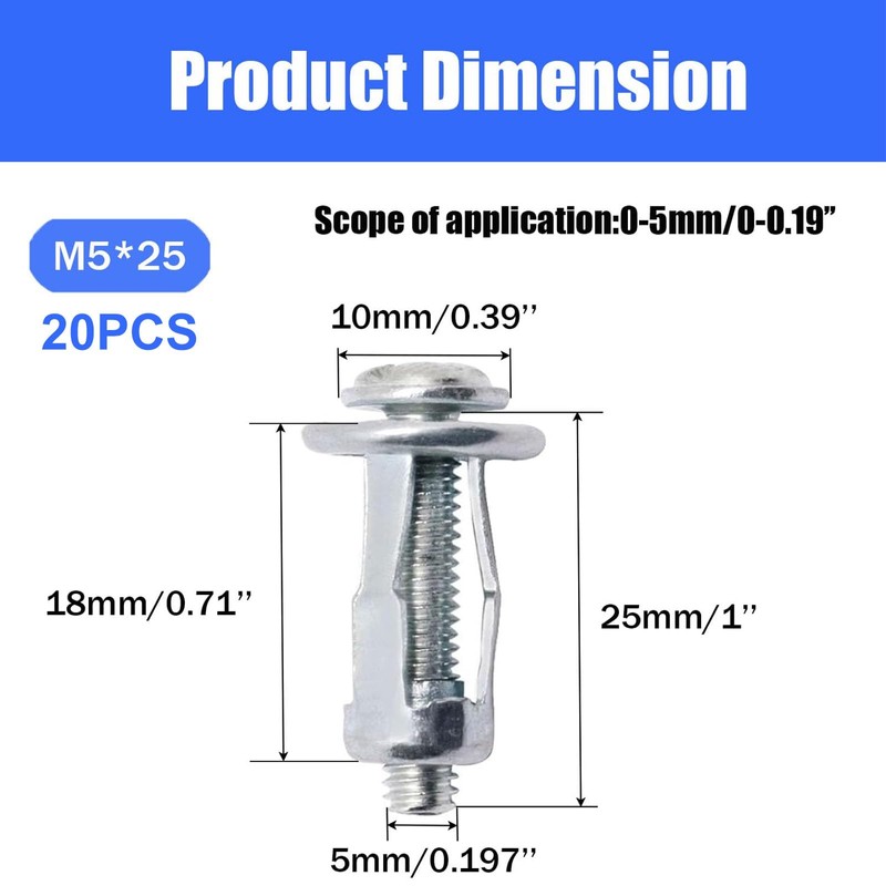 BENLIUDH 20pcs Hollow Wall Anchors for Thin Walls Heavy Duty,