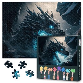 Jigsaw Puzzle - Black Dragon Art, Puzzles for Adults 1000 Piece (Dragon Roar Series), Challenging Jigsaw Puzzles for Adults 1000, Educational Games Home Decoration (27.5"x19.7")