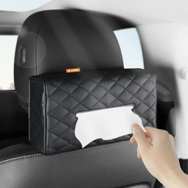 JEYODA Car Tissue Case Car Tissue Holder Car Interior Decorative Tissue Case Headrest/Handrail/Dashboard/Sun Visor Mounting PU Leather Material Often Apply to Various Car Models (Black)