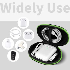 MOLOVA for Earbuds Carrying Case, Small Oval Storage Cases, Tech Pouch, Portable Storage Earbud Pouch Bag for Earbuds, in-Ear Headphones, Earphones, Headsets, Hearing Aids, USB Charging Cable, Green