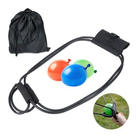 Relaxdays Water Bomb Slingshot, Water Slingshot for 3 People, with Bag, Water Bomb Catapult for Outdoors, Black, Polyester, 16.5 x 120 x 2.5 cm