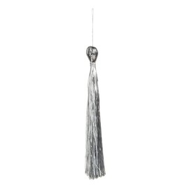 RAZ Imports Tinsel Tassel Ornament, 8.5-inch Height, Silver, Polyester