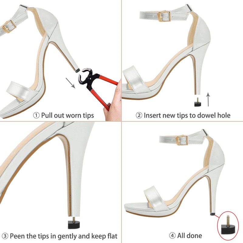 sourcing map 4 Pcs Black Plastic Shoes High Heel Tips