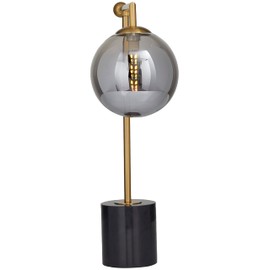 Deco 79 Metal Orb Desk Lamp with Marble Base, 6" x 15" x 19", Silver