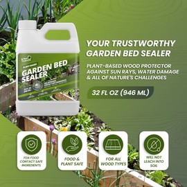 64oz Garden Box Sealer - Covers 37.5 to 187.5 sq ft., Ideal Garden Bed Sealer - Wood Waterproofing, Food Safe Sealant - Wood Sealant That Protects Against Sun, Water & Weather Damages