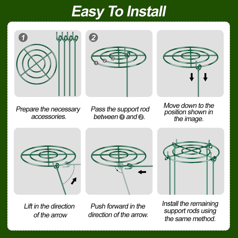 Elefama 8 Pack Peony Cages and Supports with Plant Support