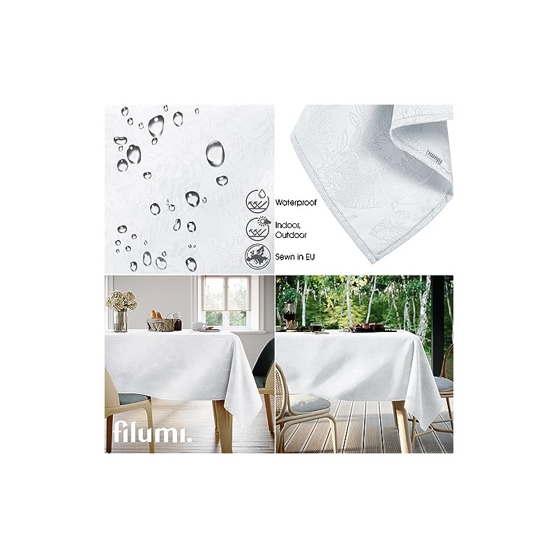 Filumi Eris Tablecloth 140 x 180 cm White Washable for