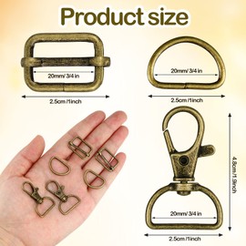56 Pieces D Rings for Purse Bag Hardware Purse Hardware for Bag Making Buckles Craft (Bronze,25 mm)