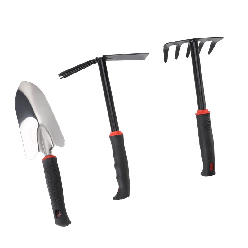 3PCS Garden Tool Set Iron Stainless Steel Five Teeth Rake