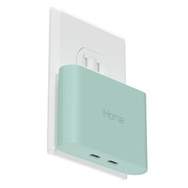 Cargador USB-C multipuerto de 36 W de iHome Bloque de Cargador USB C Plano de 2 Puertos AC Pro, Cargador de Pared USB C Doble, Cargador de Pared USB  