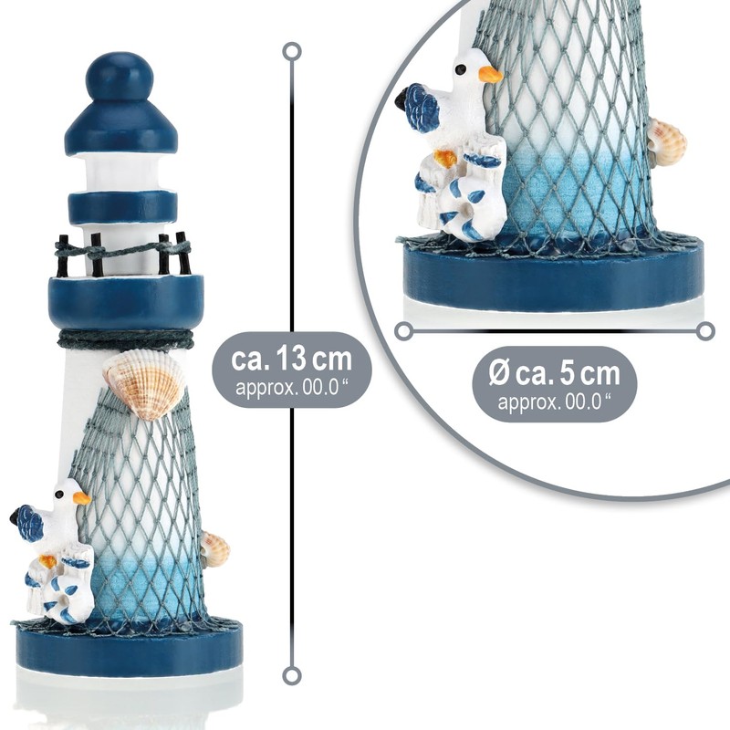 com-four® 2 x Decorative Wooden Lighthouses for Bathroom and Living
