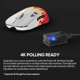 Pulsar Gaming Gears X2H (High Hump) Demon Slayer Edition Wireless Gaming Mouse, Ultra Lightweight 55g, PAW3395 26K DPI Sensor, Optical Switch, Symmetrical Shape, Lag-Free 2.4 Ghz, Kyojuro Design