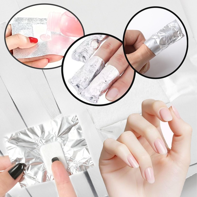 HUIKKJP 200pcs Disposable Aluminum Foil with Cotton Cuticle Pusher for