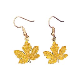 Fall Maple Leaf Earrings for Women Unique Dainty Colorful Red Autumn Tree Leaves Plant Enamel Geometric Lightweight Dangle Drop Earrings for Thanksgiving Christmas Party Holiday Jewelry Gifts (Yellow leaf earring)