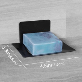 Soap Dish for Shower, 5 Slot Self-Adhesive Soap Holder for Bathroom, Wall Mounted Shower Soap Holder, Stainless Steel Soap Tray Black