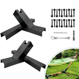 VoTwoofv Hammock Stand Bracket Kits,Heavy Duty Hammock Bracket for 4" x 4" (Actual:3.5" x 3.5") Lumber,DIY Hammock Bracket Base - 500LBS Capacity - Black Powder Coated - 2Pack