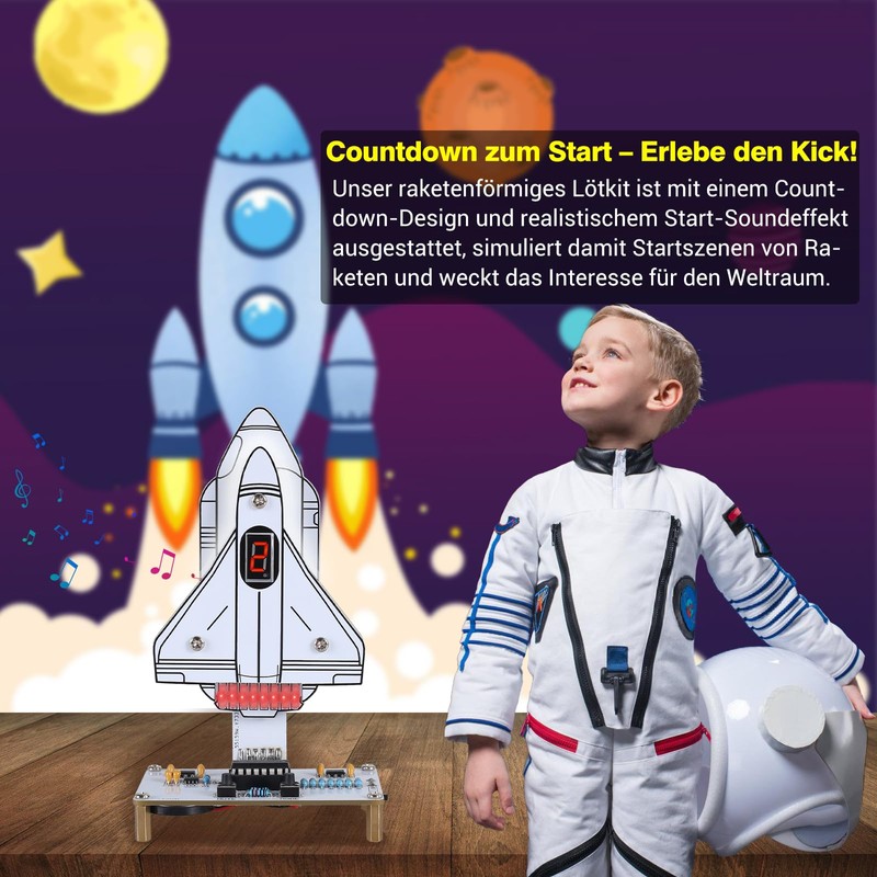 DIY Space Theme Rocket Soldering Kit for Adults with Four