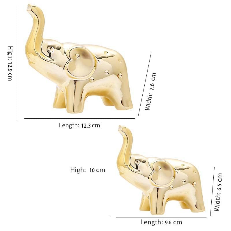 JIMBON A Pair Gold Elephant Statue Home Decor,Modern Style Figurines,Sculpture