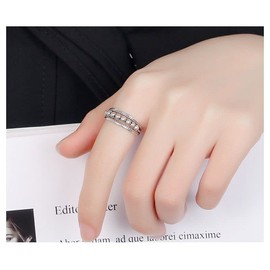 Qings Anxiety Fidget Ring Danmen 925 Sterling Silver Open Adjustable Spinner Rings Geometric Fidget Anxiety Ring Single Coil Spiral Rotate Beads Rings Anti Anxiety Jewellery for Women Girls, Sterling