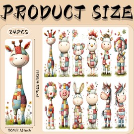 Dorsbaby 24pcs Patchwork Animals UV DTF Cup Wrap for Acrylic Bookmarks, Easy Application, UV DTF Transfer Paper for Personalizing Books, Journals, and More, Bookmarks for Reading