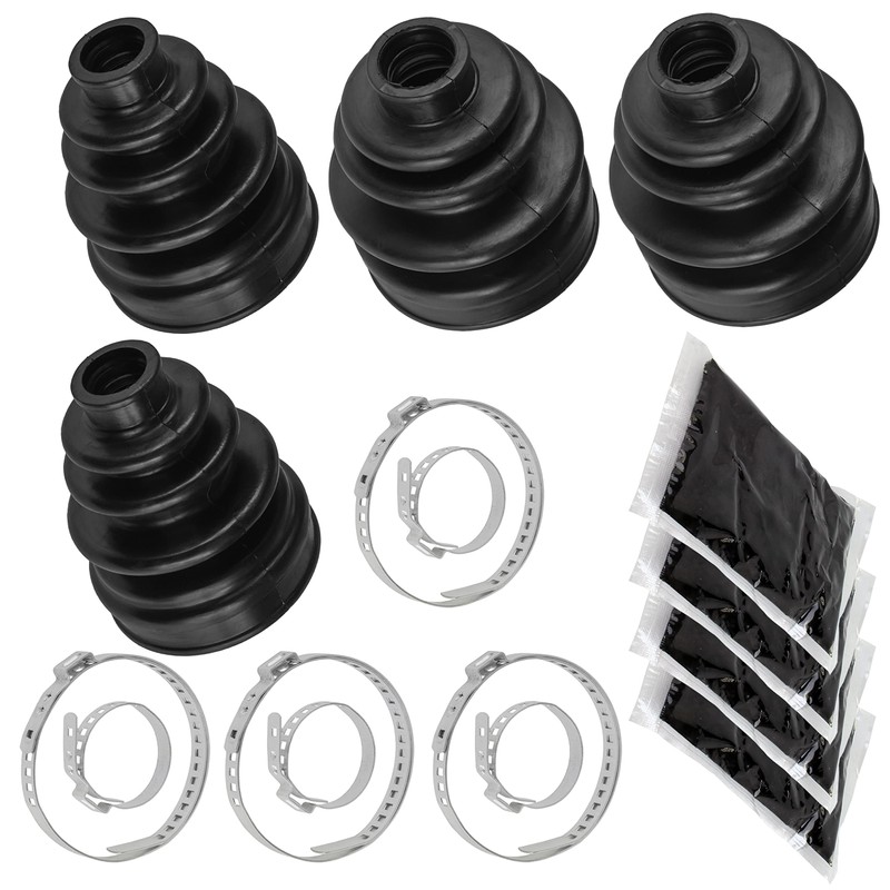 Caltric 2 Rear Axle Inner Outer CV Boot Kit Compatible